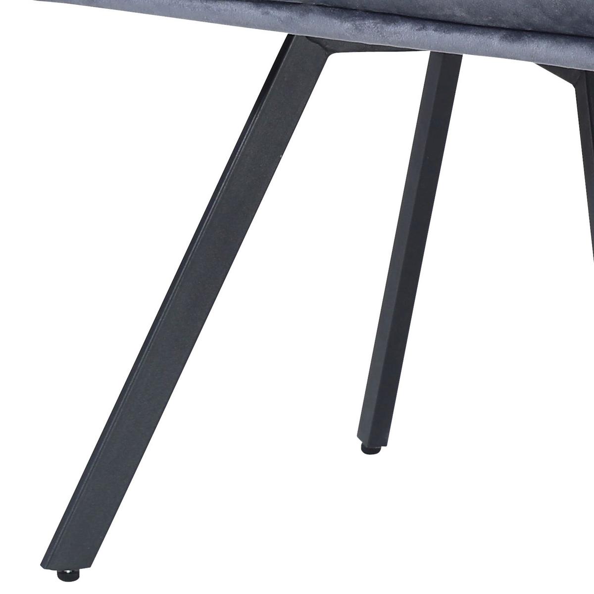 Naslanjač Vicky, Siva, Žamet, Vrtljiv - siva/črna, Moderno, kovina/tekstil (57/86/61cm)