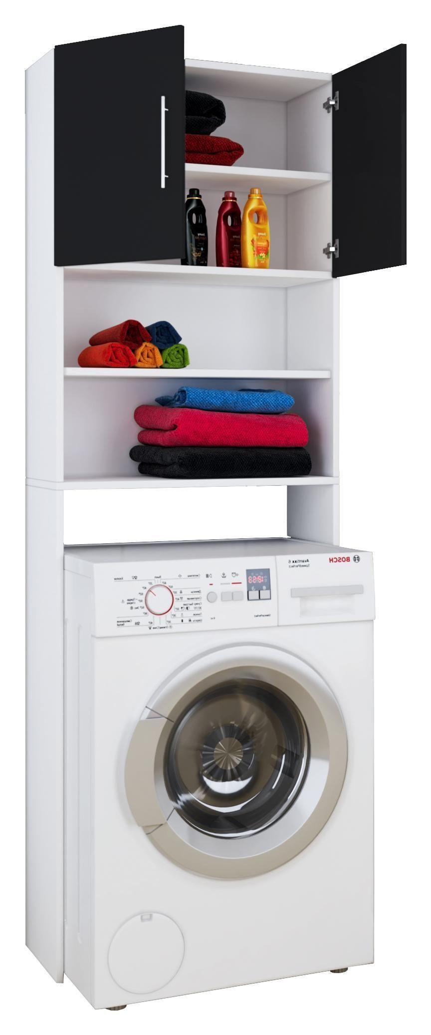 Omarica Za Pralni Stroj Jutas, Črna Bela, 64 Cm - srebrne barve/črna, Basics, umetna masa/leseni material (64/190/25cm) - MID.YOU