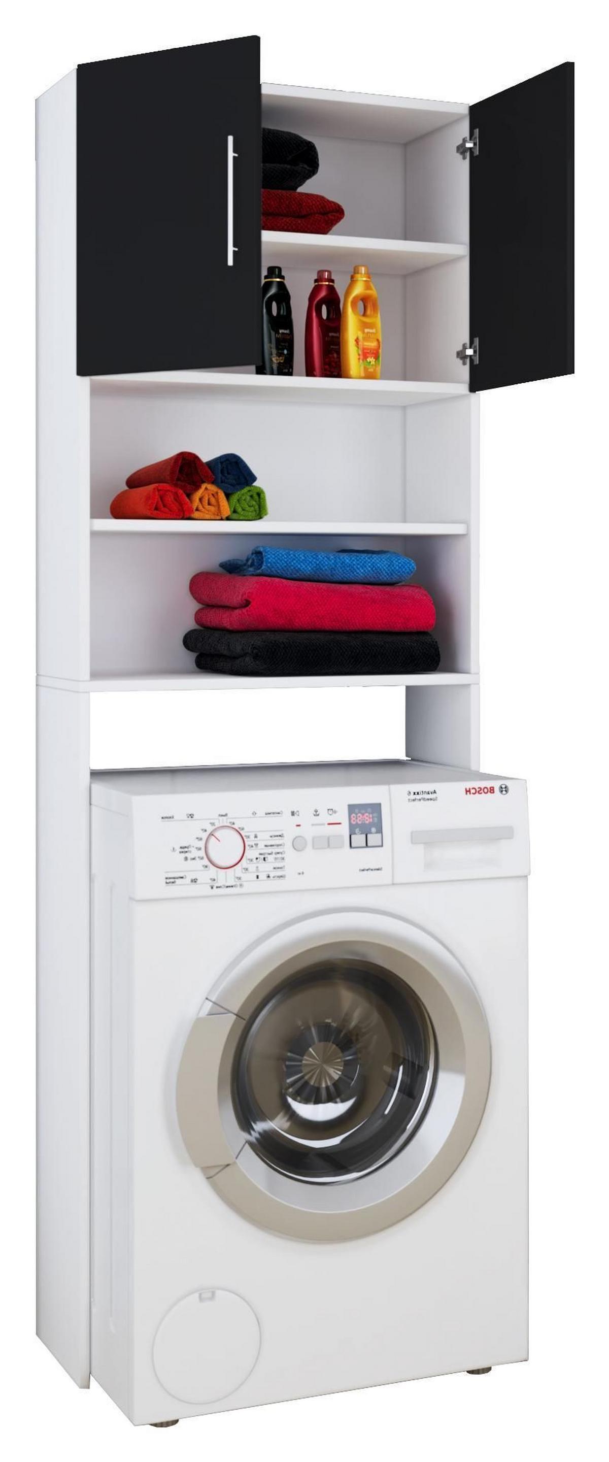 Omarica Za Pralni Stroj Jutas, Črna Bela, 64 Cm - srebrne barve/črna, Basics, umetna masa/leseni material (64/190/25cm) - MID.YOU