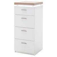 Kommode in Weiß/Eichefarben - Eichefarben/Silberfarben, MODERN, Holzwerkstoff/Metall (42/98/44cm) - Premium Living
