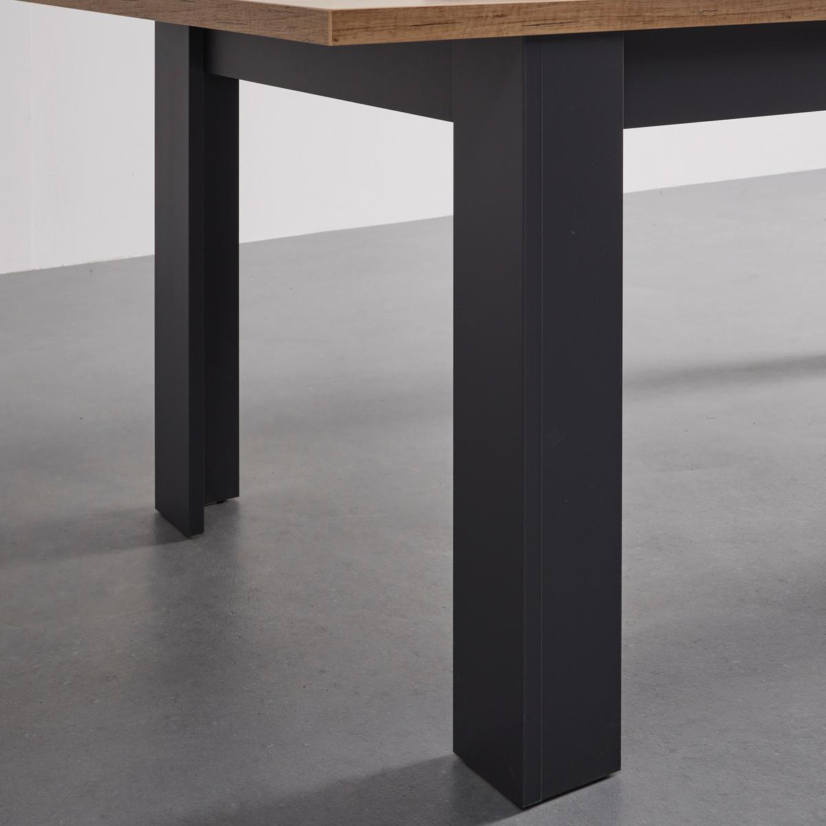 Raztegljiva Miza Claudio, Temno Siva, Hrast, 160-200x90 - temno siva/črna, Moderno, leseni material/les (160-200/90/76cm) - Bessagi Home