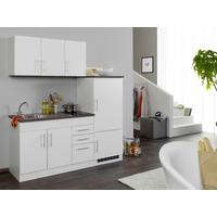 Küchenblock Toronto I m. Geräten Weiß - Chromfarben/Graphitfarben, MODERN, Holzwerkstoff/Metall (180cm) - Held