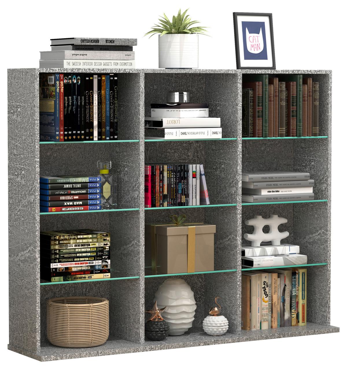 REGAL ZILAS L - Grau, Design, Glas/Holzwerkstoff (102/82/23cm) - MID.YOU