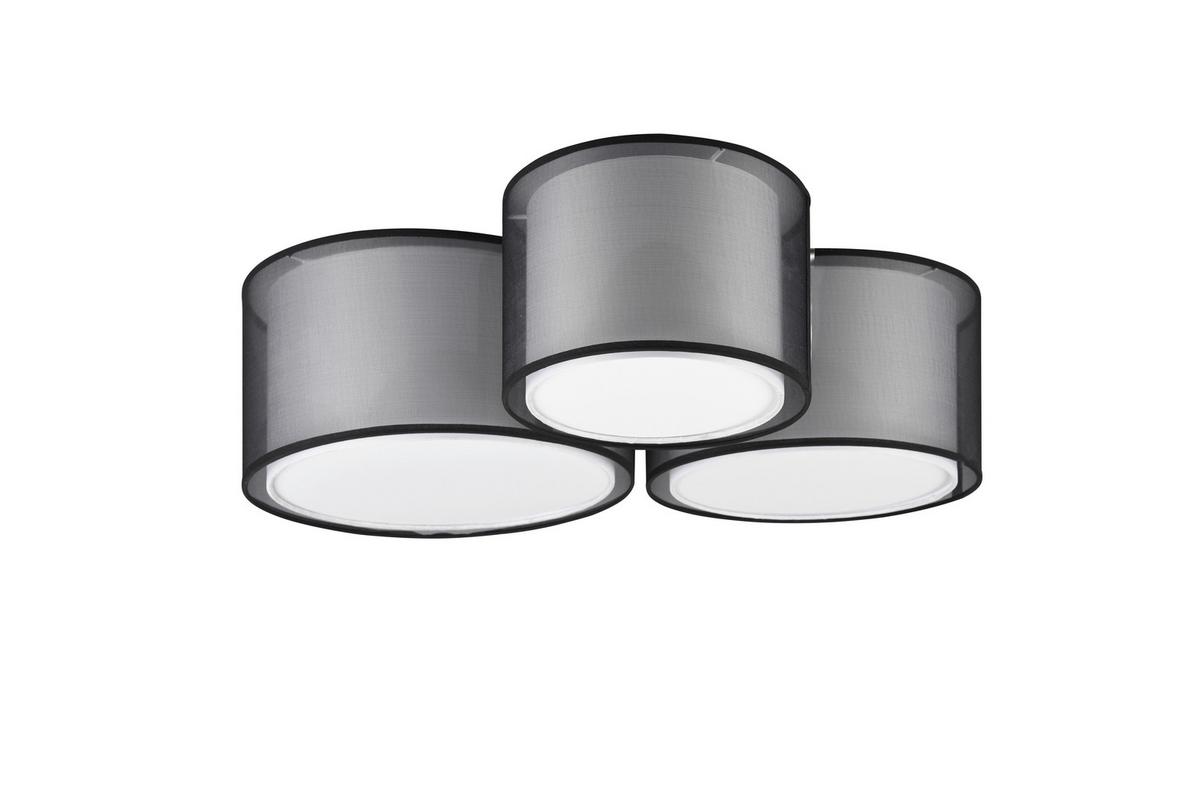 Deckenleuchte Burton Grau/Schwarz max. 40 Watt - Schwarz/Grau, Design, Textil/Metall (65/55/21,5cm) - Trio Leuchten