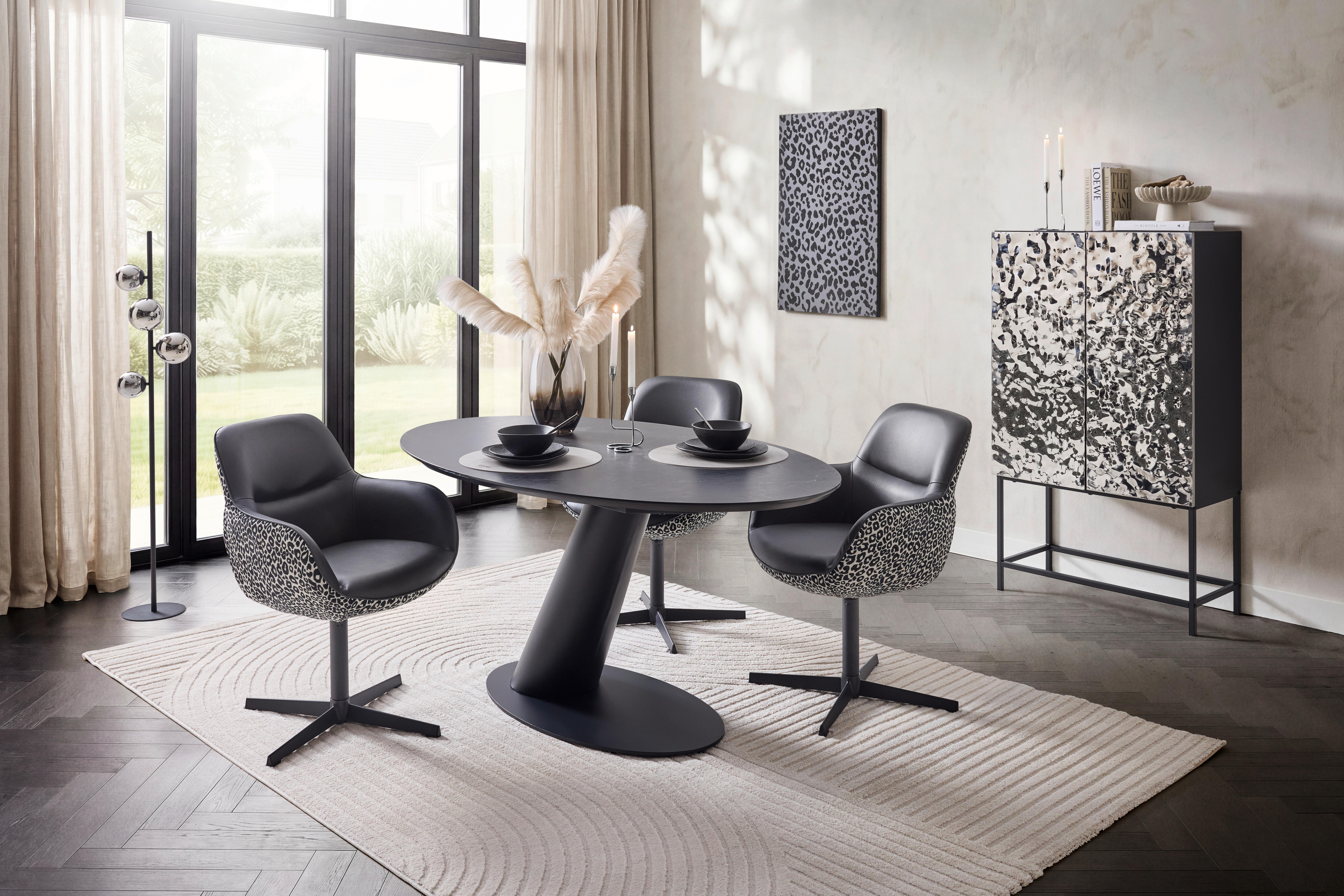 STOL MED ARMSTÖD LEONA - vit/svart, Design, metall/textil (61/87/63cm) - Mömax
