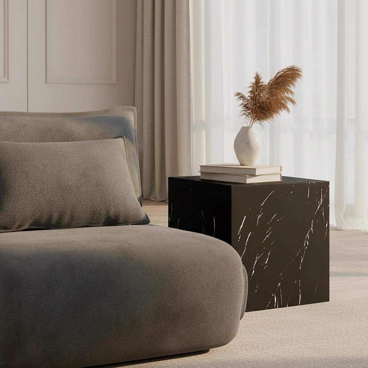 Măsuță de cafea EZRA - negru, Modern, material pe bază de lemn (40/45,5/40cm) - Bessagi Home