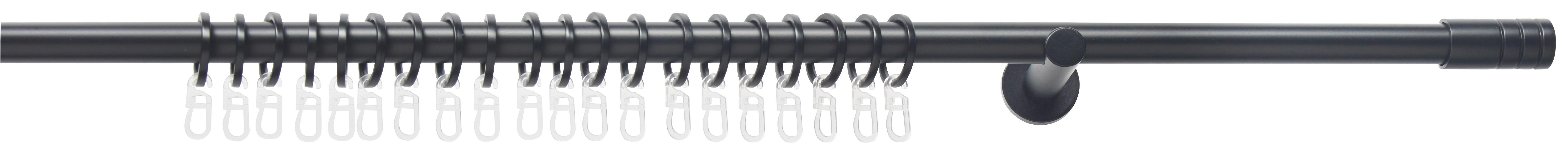 Vorhangstangenset Rillcube Schwarz - Schwarz, Metall (120-210cm) - Premium Living