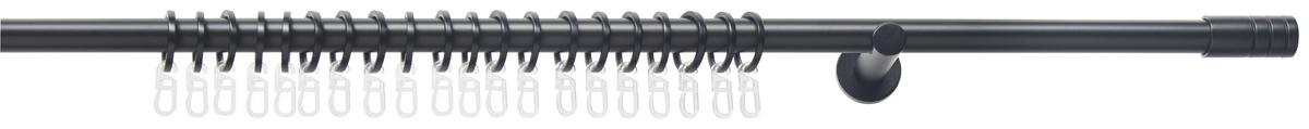 Vorhangstangenset Rillcube Schwarz - Schwarz, Metall (120-210cm) - Premium Living