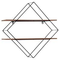 Stenski Regal Rom 2, Črna, Naravne Barve - črna/barve pinije, Moderno, kovina/leseni material (60/60/15cm) - Mömax