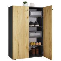 SCHUHSCHRANK LONA XL 5 DT - Honigeiche/Anthrazit, Design, Holzwerkstoff/Kunststoff (70/110/39cm) - MID.YOU