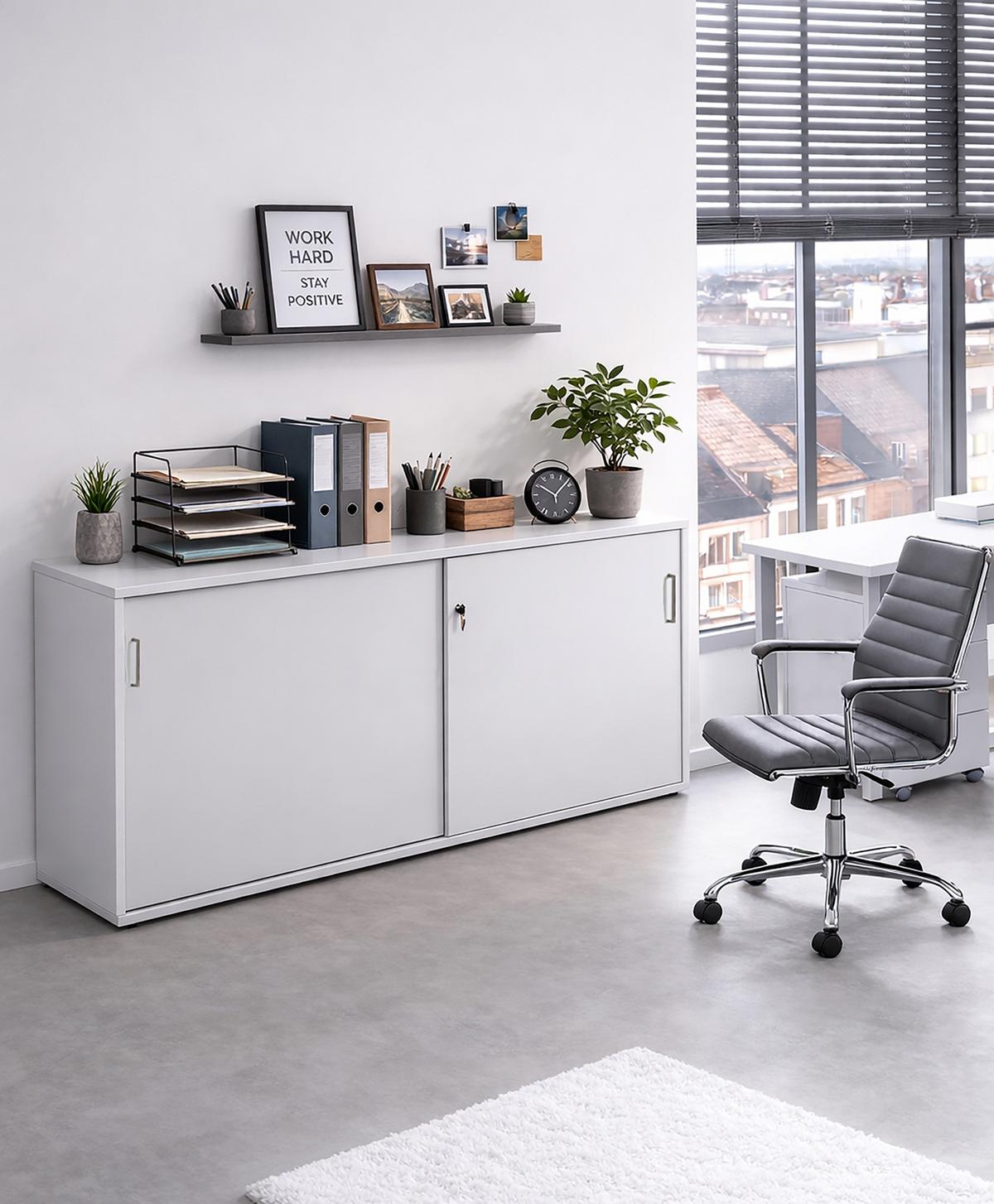 Aktenschrank "Serie 1500" , hellgrau - Hellgrau, KONVENTIONELL, Holzwerkstoff (160/84,2/41cm) - MID.YOU