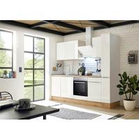 Küchenblock mit Geräte Weiß/Eiche B: ca. 250 cm - Weiß Hochglanz/Alufarben, LIFESTYLE, Holzwerkstoff/Kunststoff (250cm) - Respekta