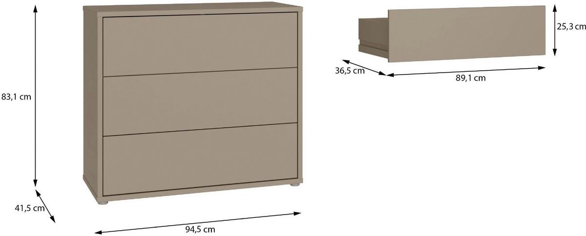 Komoda Alice, Rjavosiva - srebrne barve/rjavosiva, Trend, umetna masa/leseni material (95/83/42cm) - Carryhome