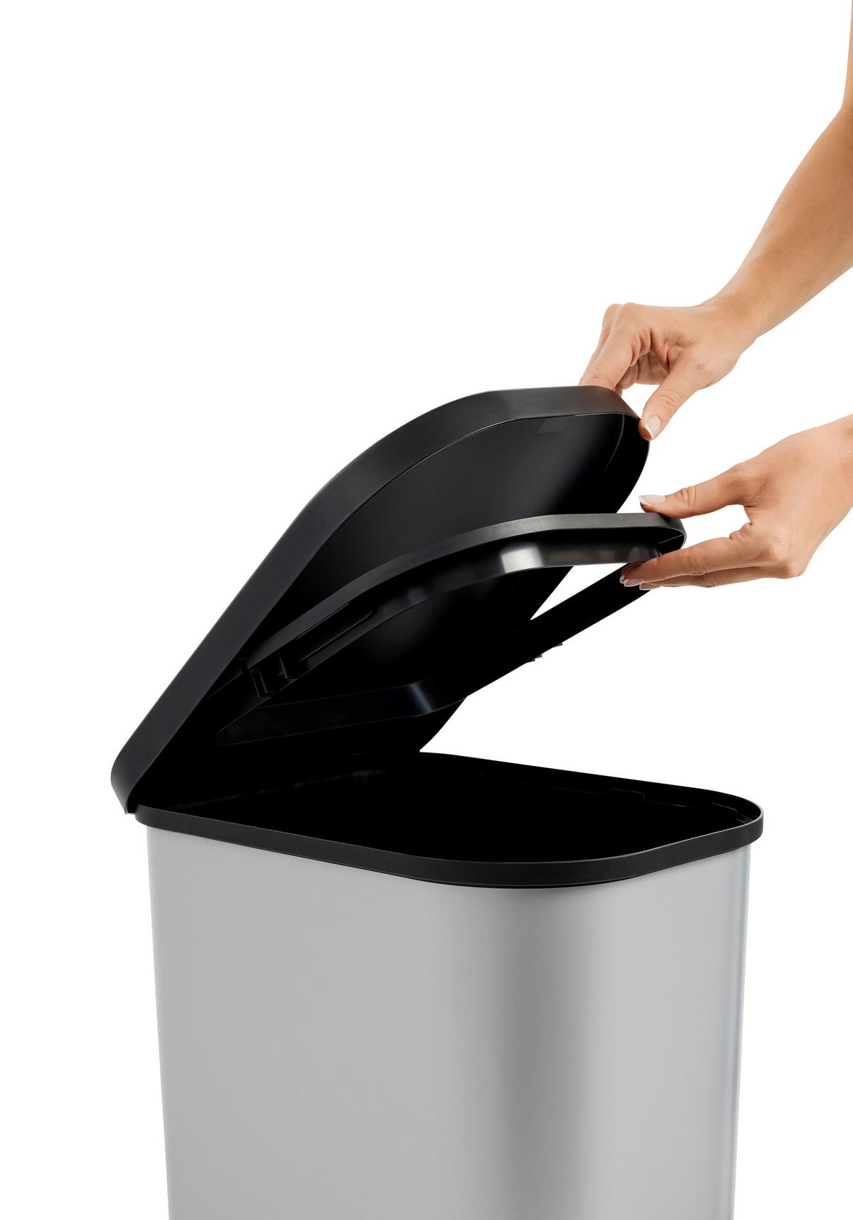 KOSZ NA ŚMIECI Z PEDAŁEM 1061011156R   - czarny/biały, Konventionell, tworzywo sztuczne (40/28,5/51,3cm) - Rotho