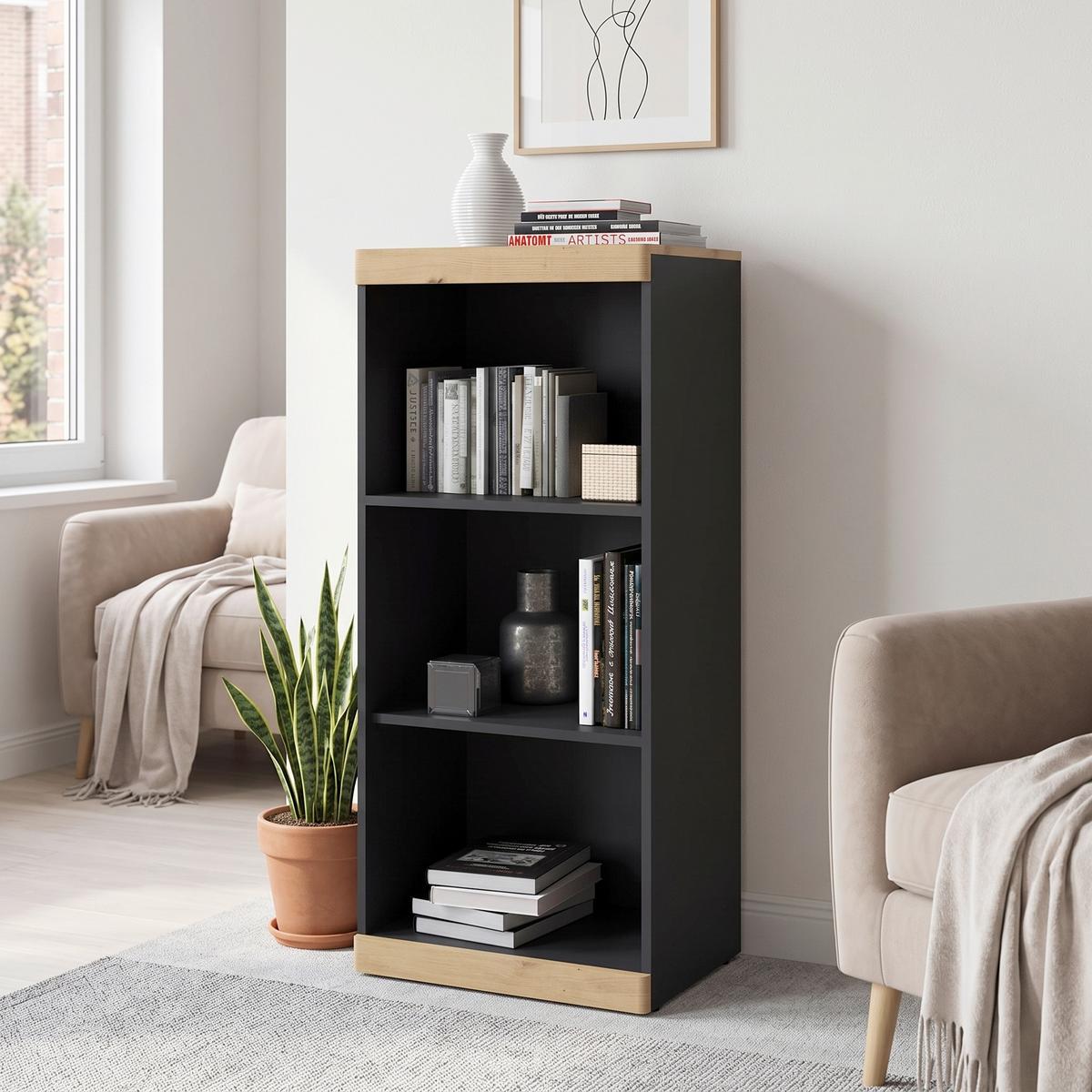 Polica Turino - antracit/hrast artisan, Trendi, pločasti materijal/plastika (54/122,8/39,9cm) - Modern Living