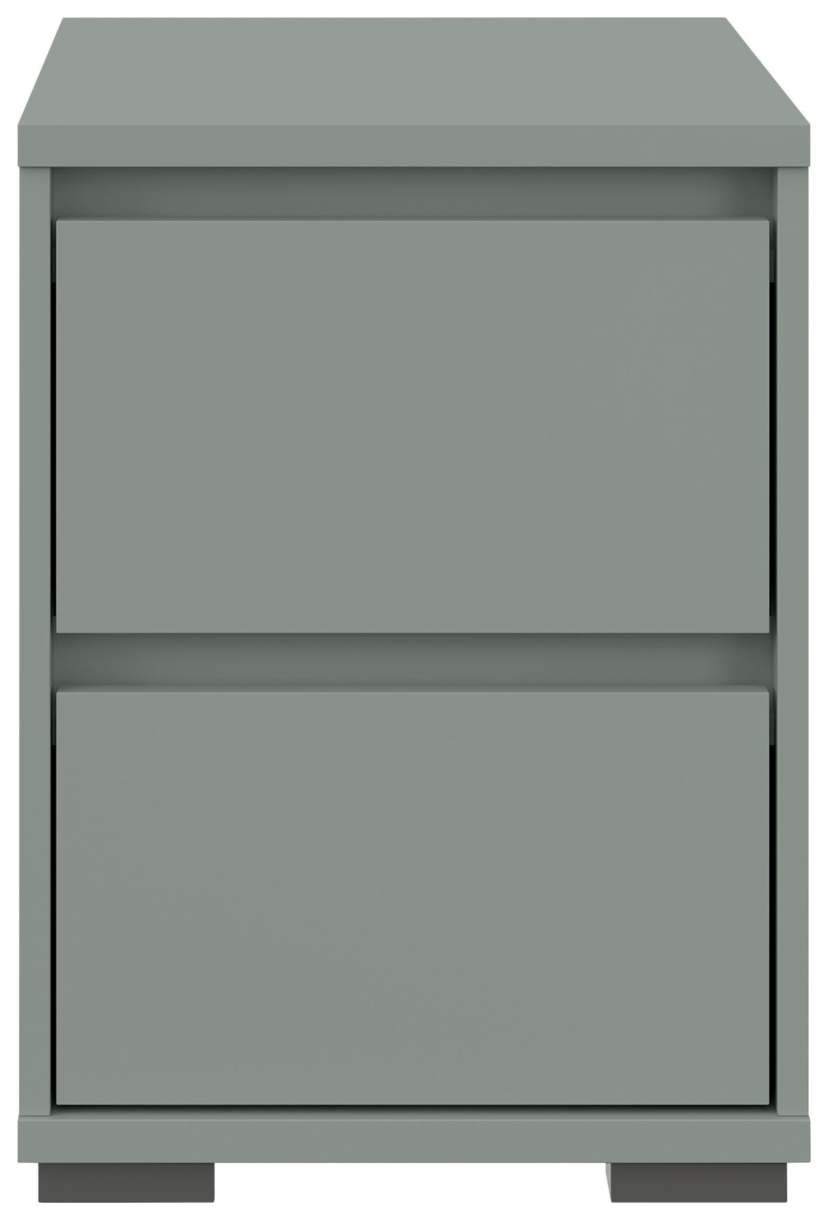 SZAFKA NOCNA LINE - antracytowy/szarozielony, Design, materiał drewnopochodny/tworzywo sztuczne (40,1/54,8/48cm) - Carryhome