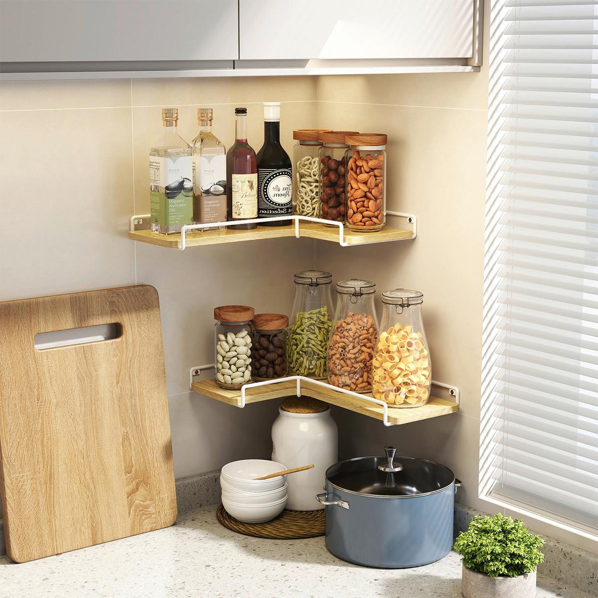 WANDBOARDSET CORNER SHELF - Eichefarben/Weiß, MODERN, Holzwerkstoff/Metall (40/4/29cm) - MID.YOU