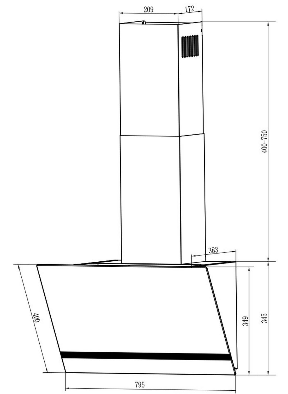 Dunstabzugshaube Respekta Weiß - Weiß, Trend, Glas/Metall (79,5/74,5–109,5/38,3cm) - Respekta