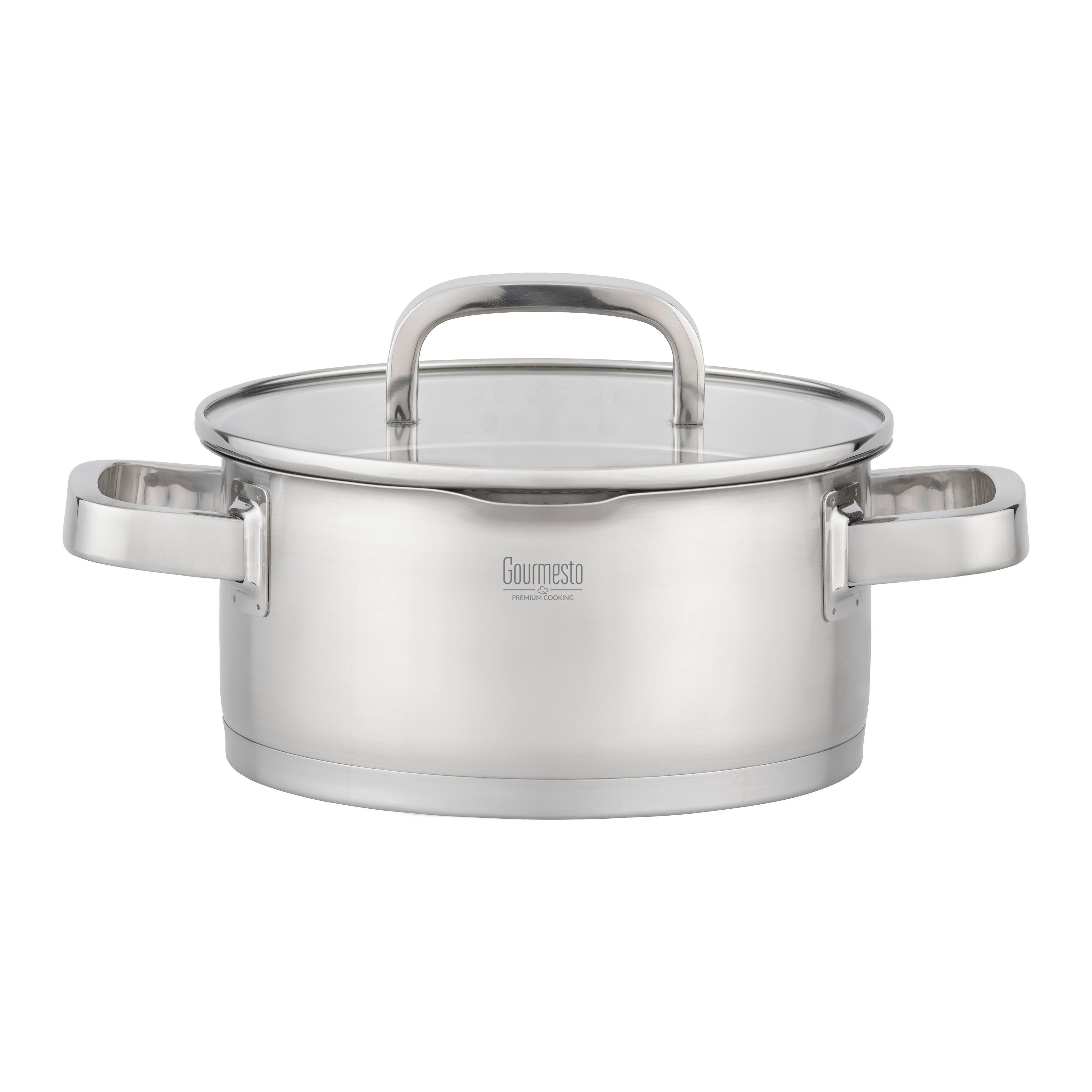 GRYTA SILVER LINE - klar/stålfärgad, Klassisk, metall/glas (20/9,5cm) - Gourmesto