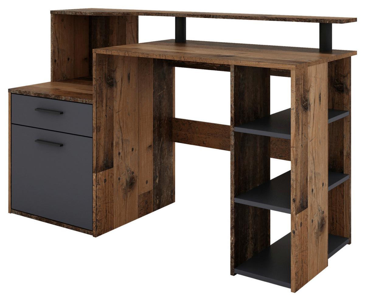 SCHREIBTISCH LOUIS - Alteiche/Anthrazit, MODERN, Holzwerkstoff/Kunststoff (140/55/89cm) - MID.YOU