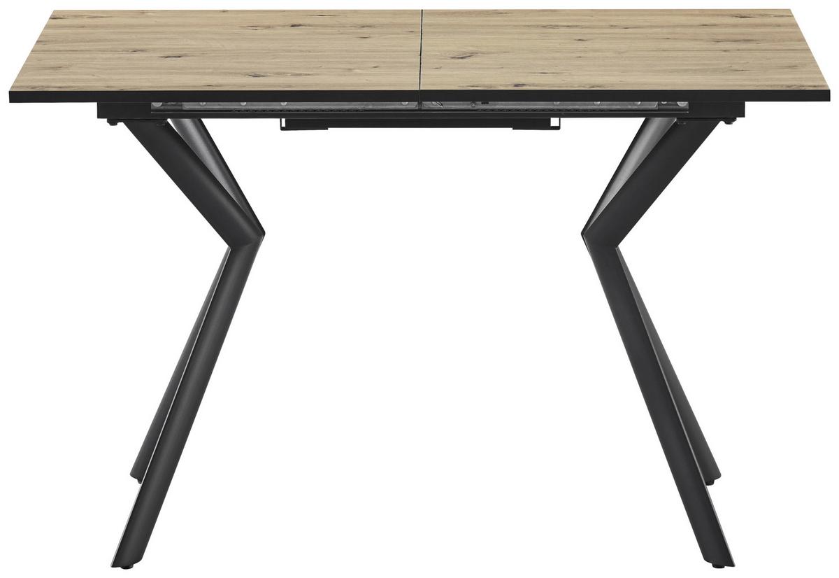 Raztegljiva Jedilna Miza Marcel, 120-160x80 - črna/barve hrasta, Moderno, kovina/leseni material (120-160/76/80cm)