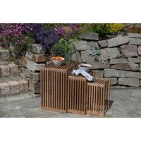 Garten-Beistelltischset Woodie 3er-Set Teak massiv - Teakfarben, Basics, Holz - Gardenson
