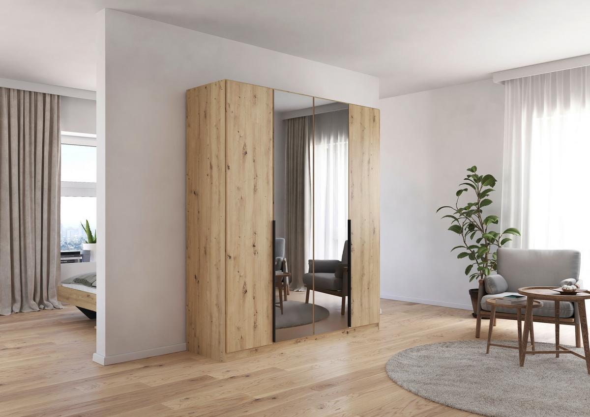 Ormar S Klasičnim Vratima Skyla - siva/hrast Artisan, Moderno, drvni materijal/metal (181/210/54cm) - Modern Living