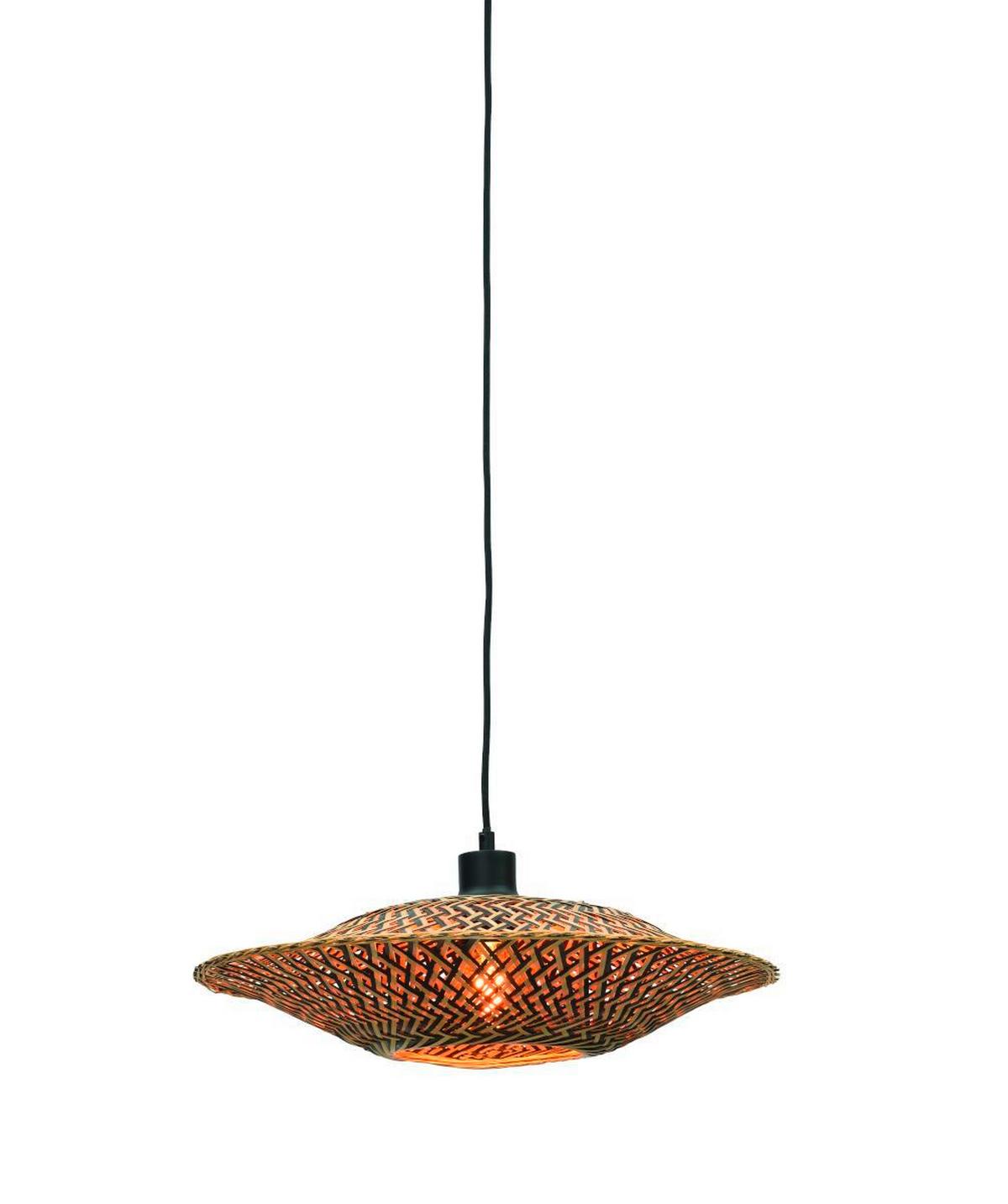 Hängeleuchte Bali in Schwarz/Braun max. 40 Watt - Hellbraun/Schwarz, Design, Naturmaterialien (44/12cm) - Good & Mojo