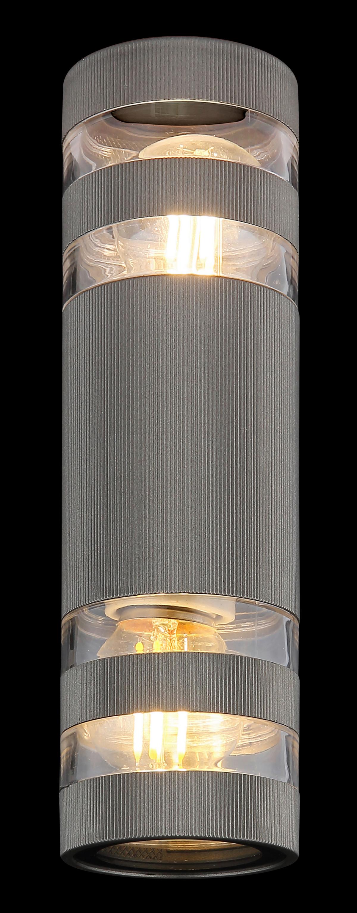 WANDLEUCHTE 78260A HAYES - Klar/Anthrazit, Basics, Glas/Kunststoff (22/6,5/6,5cm) - Globo