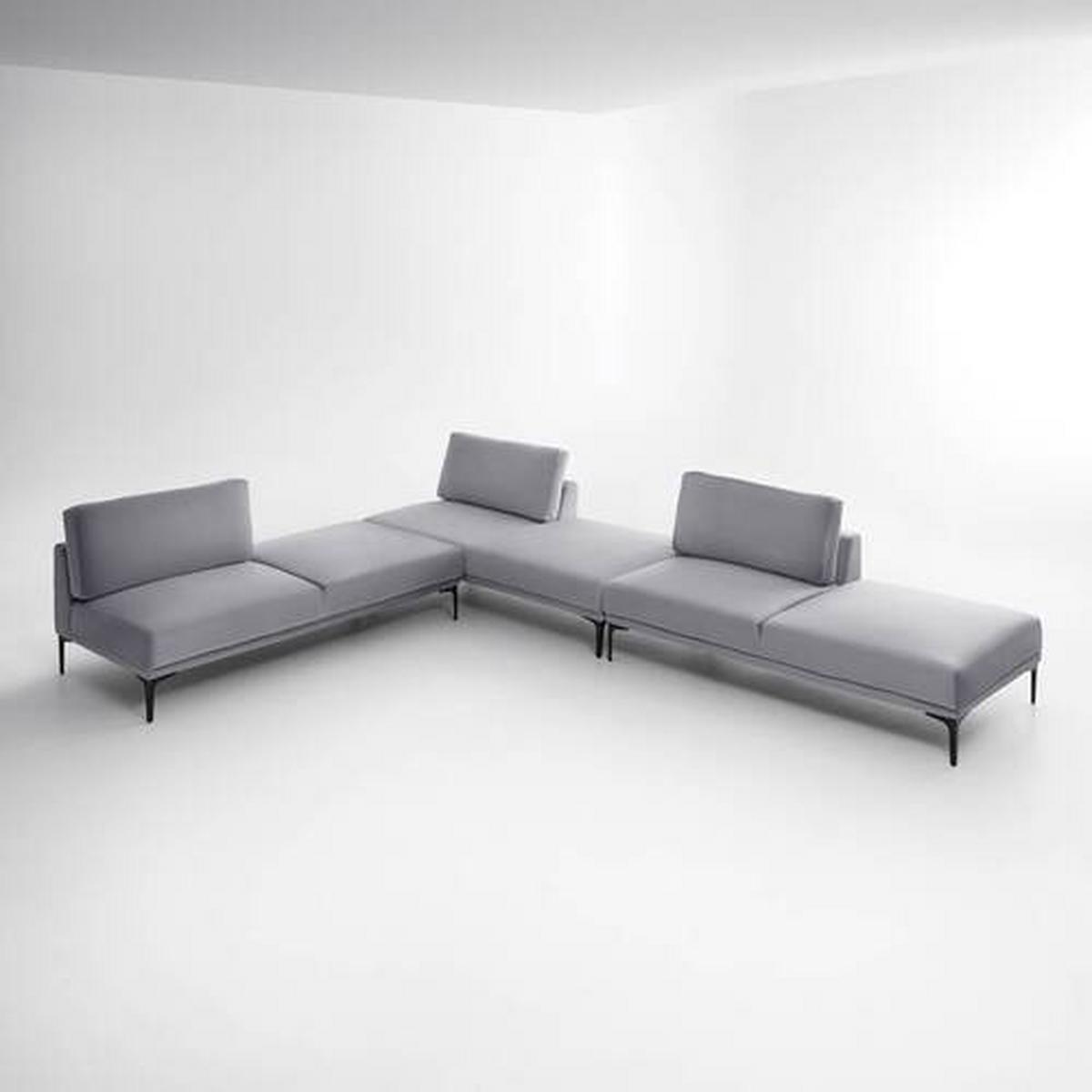Sofa Tessa Grau Samt - Schwarz/Grau, MODERN, Textil/Metall (180,5/82,5/88,5cm) - Bessagi Home