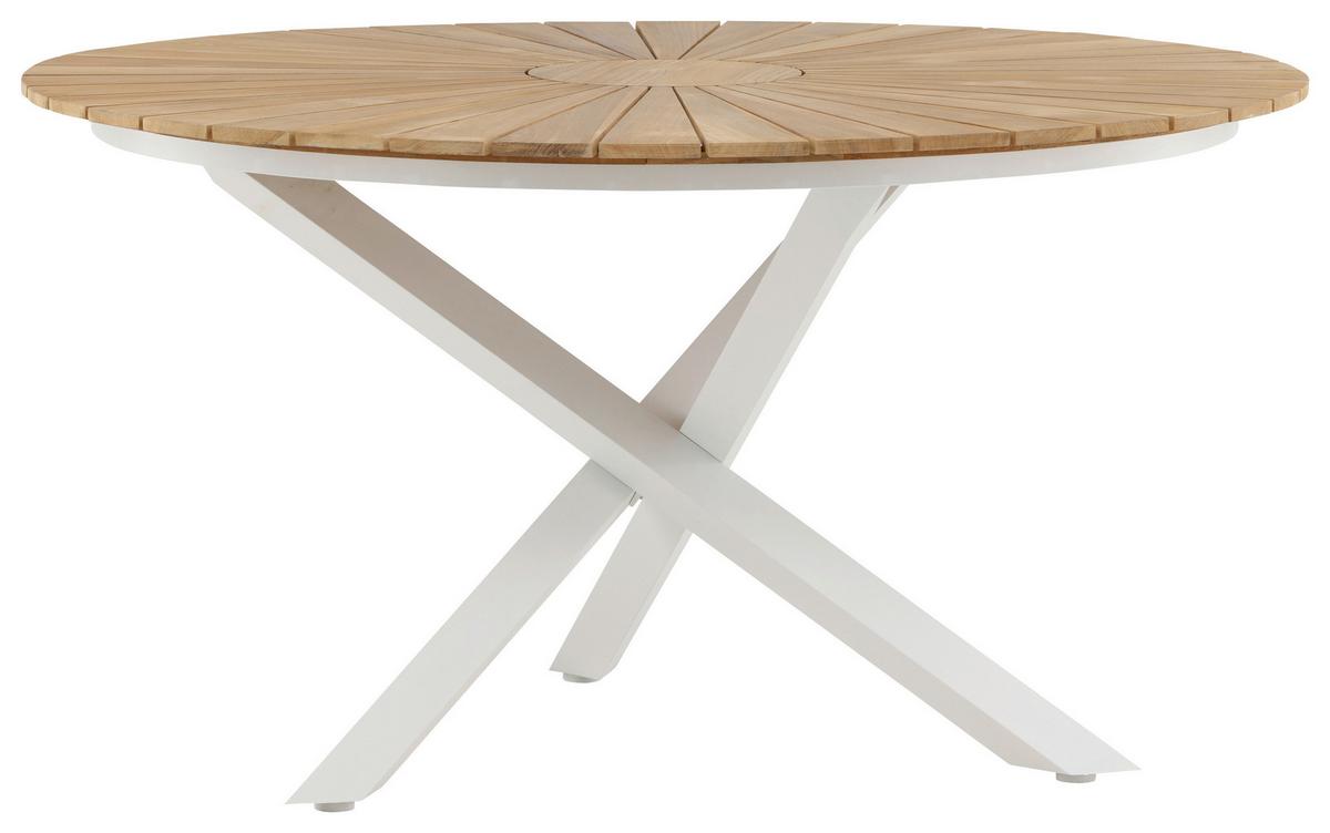 Gartentisch Mexico ca. 140x75 cm Alu Weiß/Teak - Weiß/Teakfarben, KONVENTIONELL, Holz/Metall (140/140/75cm) - Gardenson