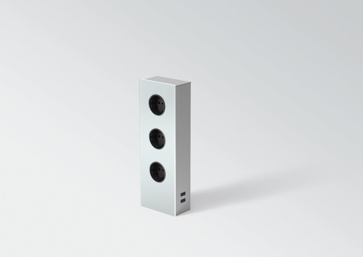 Steckdosenelement 413700, 3 Steckdosen - Weiß, MODERN (9,5/27,4/5,3cm) - Vogt