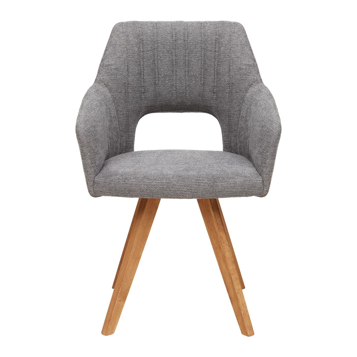 KRZESŁO Z PODŁOKIETNIKAMI IRIS - kolor dębowy/antracytowy, Konventionell, drewno/tkanina (60/86/57cm) - Zandiara