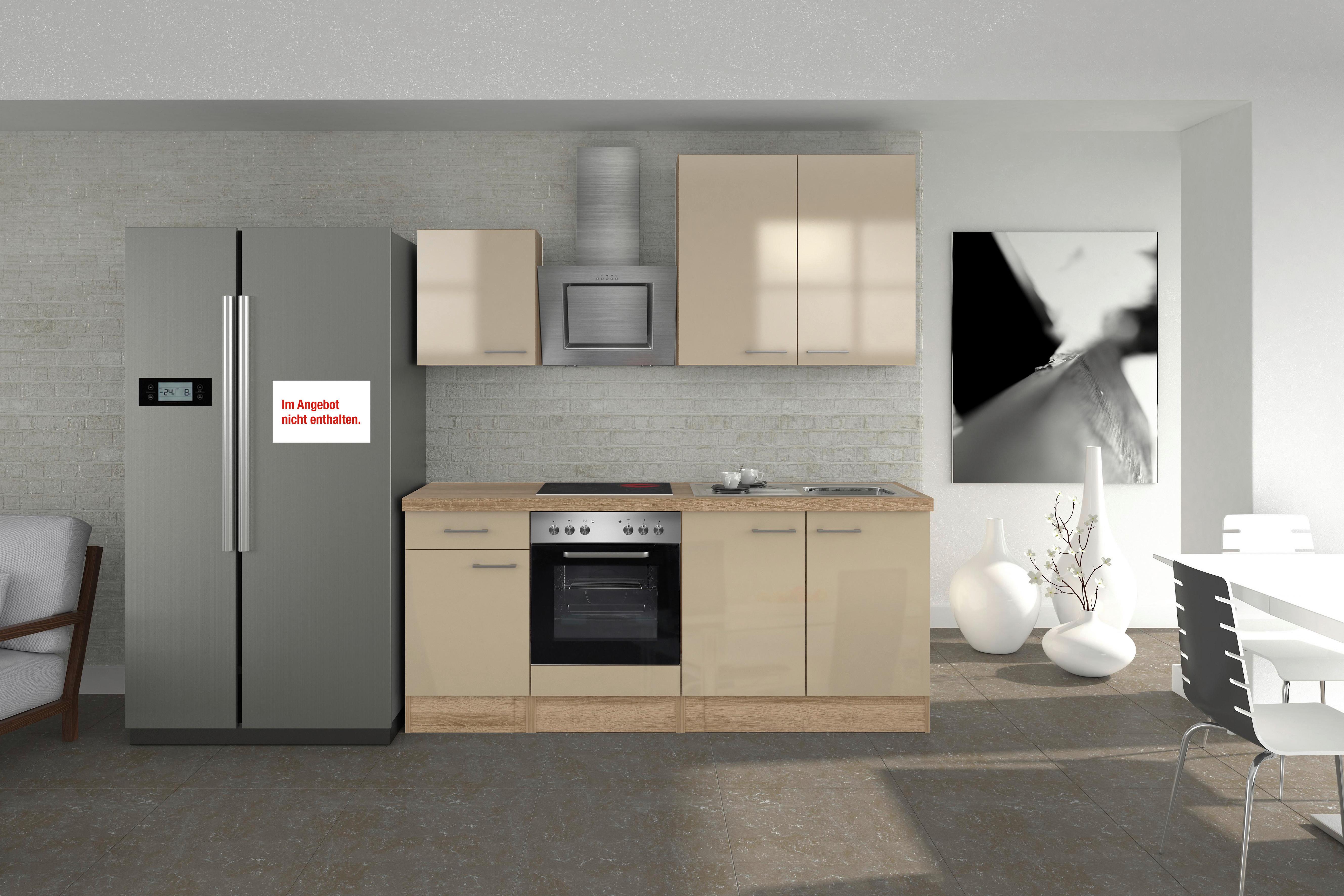 Kuhinjski Blok Z Aparati Nepal, Kašmir, Barva Hrasta - barve nerjavečega jekla/kašmir, Moderno, kovina/leseni material (210cm) - FlexWell