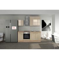 Küchenblock in Kaschmir/ Sonoma Eiche 'Nepal' - Kaschmir/Edelstahlfarben, MODERN, Holzwerkstoff/Metall (210cm) - FlexWell