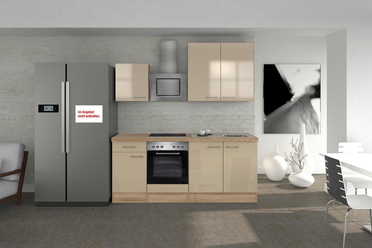 Küchenblock in Kaschmir/ Sonoma Eiche 'Nepal' - Kaschmir/Edelstahlfarben, MODERN, Holzwerkstoff/Metall (210cm) - FlexWell