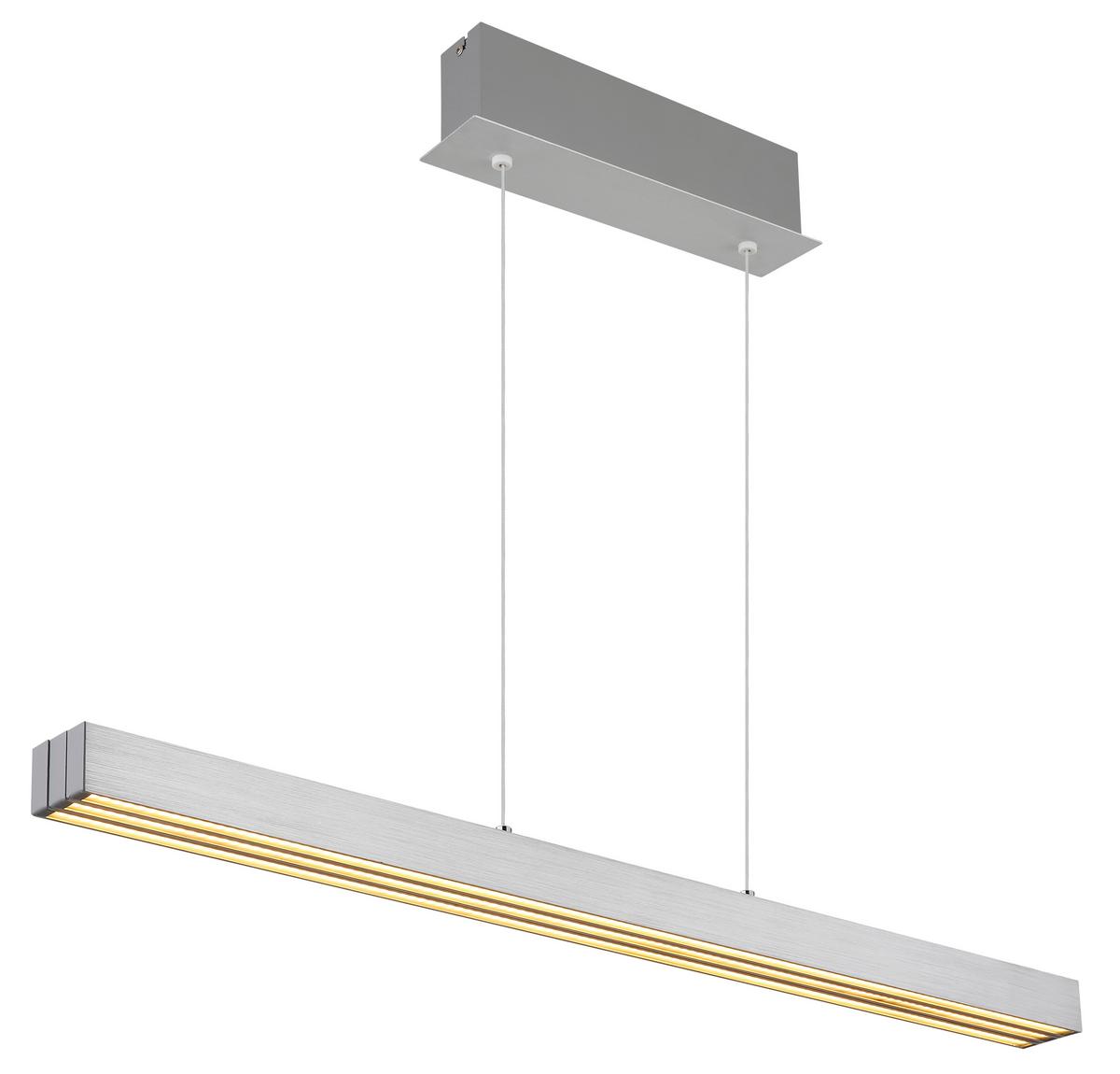 LED-HÄNGELEUCHTE 17016A - Opal/Alufarben, Design, Kunststoff/Metall (95-150/7,5/80-150cm) - Globo