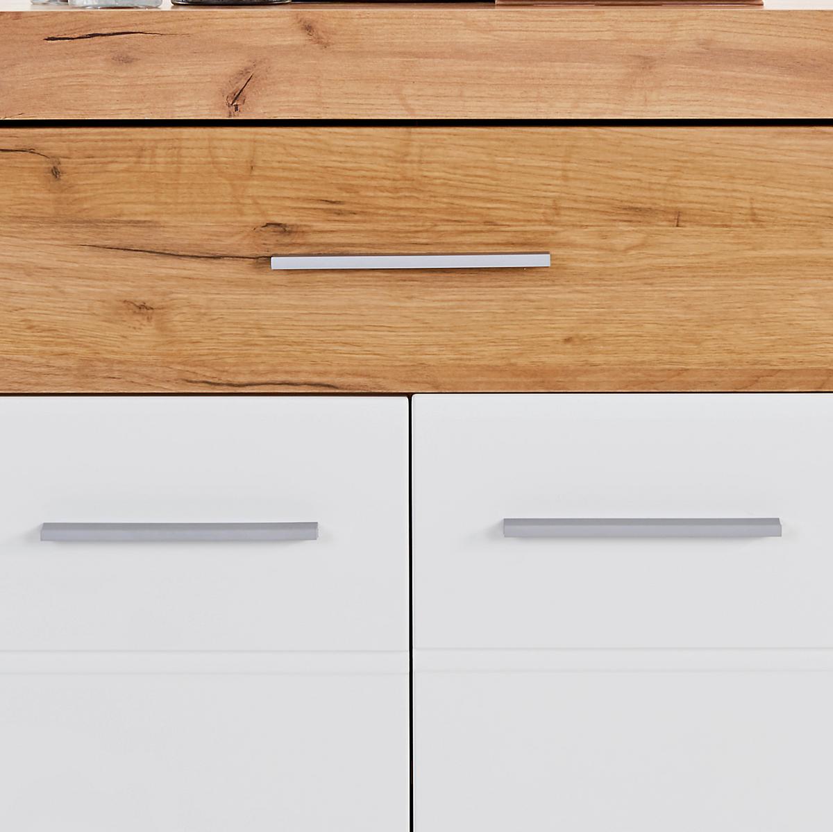 Comodă Malta - alb/culoare lemn stejar, Modern, material pe bază de lemn (96,4/86/39,9cm) - Modern Living