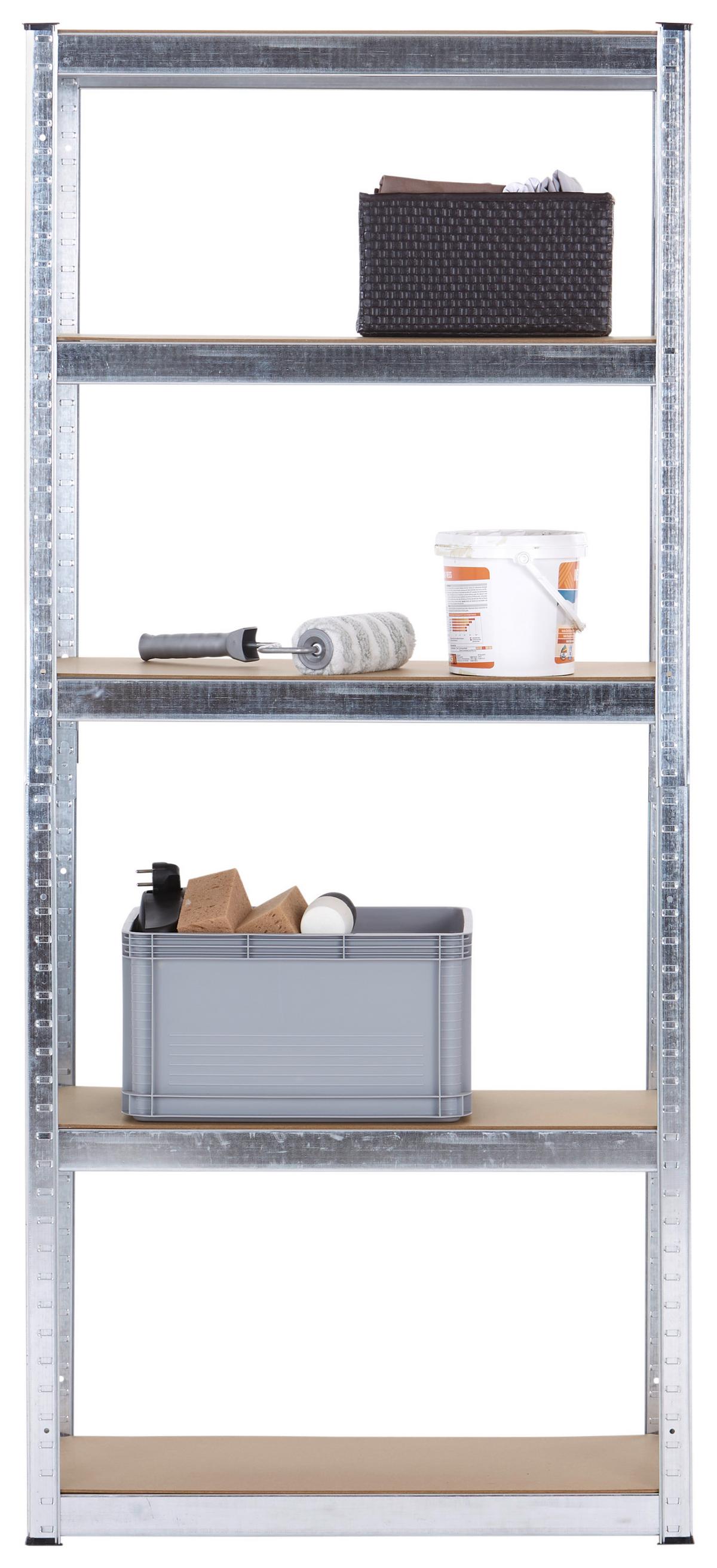 Regal Z Visoko Nosilnostjo Leo, Srebrna - srebrne barve, Trend, kovina/leseni material (75/175/30cm) - Homezone