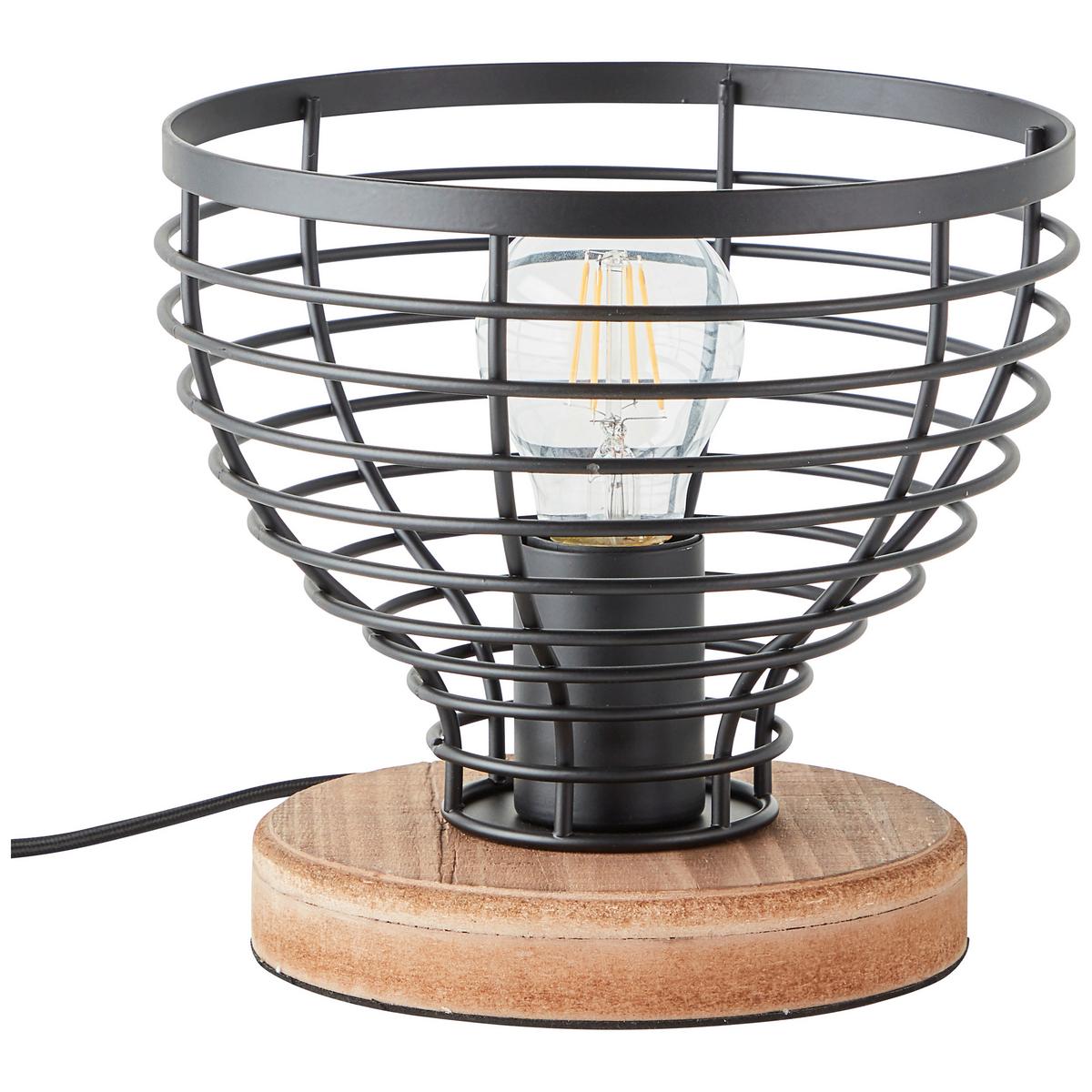 Tischleuchte Avia Schwarz/Braun max. 52 Watt - Schwarz/Braun, Natur, Holz/Metall (20/18,5cm) - Brilliant