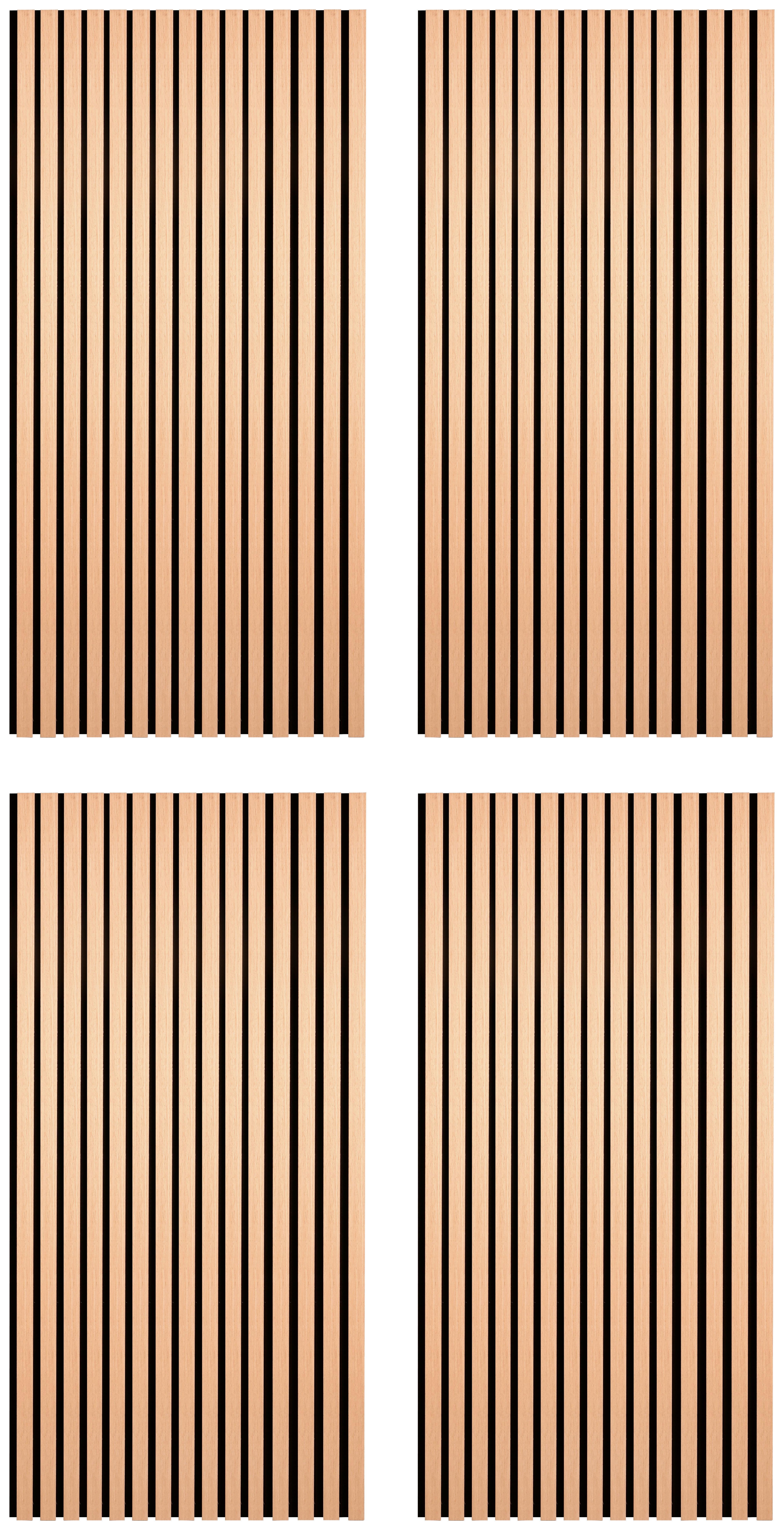 Stenski Panel Akustik, 4-delni Set, Barva Hrasta, Črna - črna/hrast artisan, Moderno, tekstil/leseni material (60,5/120/2cm) - Mömax