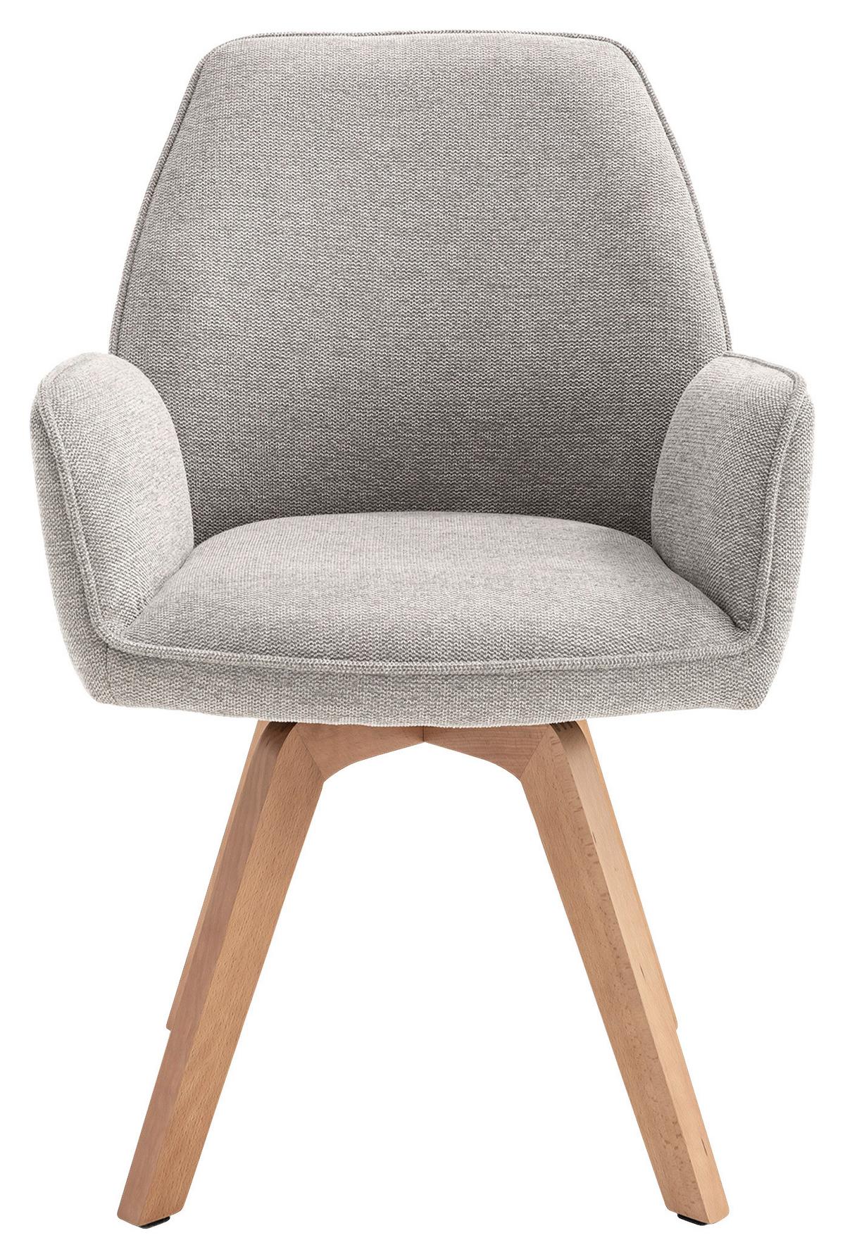STUHL-SET TONY - Buchefarben/Hellgrau, MODERN, Holz/Textil (57/89/61cm) - MID.YOU