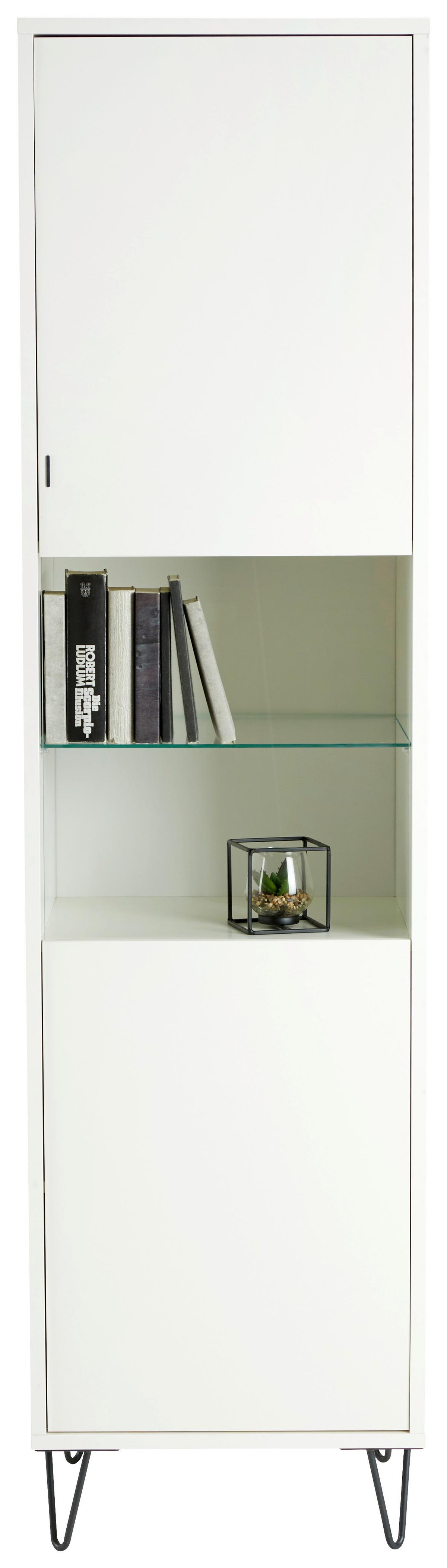 Vitrine in Weiss - Weiss/Schwarz, Modern, Glas/Holzwerkstoff (51/197/45cm) - Mömax
