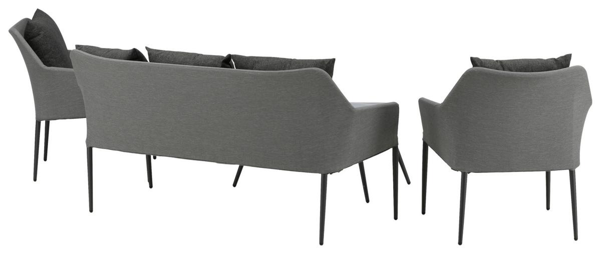 Loungegarnitur Spoga 4-tlg. Grau/Schwarz - Schwarz/Grau, KONVENTIONELL, Textil/Metall - Gardenson