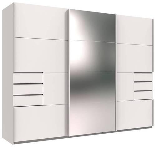 Schwebetürenschrank Saigon in Weiß ca. 270x208x64cm - Silberfarben/Weiß, KONVENTIONELL, Glas/Holzwerkstoff (270/208/64cm) - Premium Living