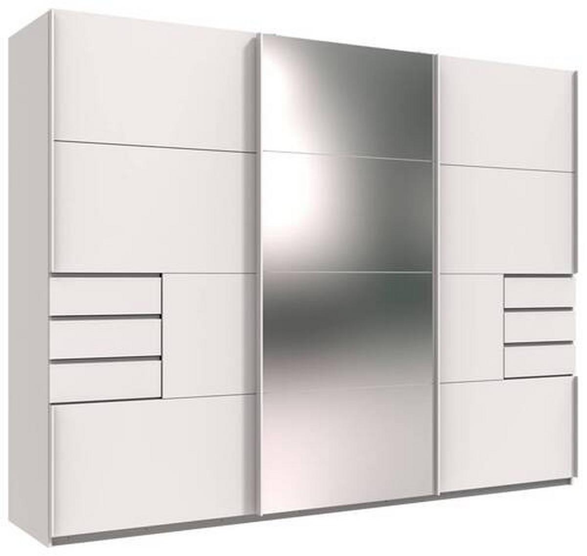 Schwebetürenschrank Saigon in Weiß ca. 270x208x64cm - Silberfarben/Weiß, KONVENTIONELL, Glas/Holzwerkstoff (270/208/64cm) - Premium Living