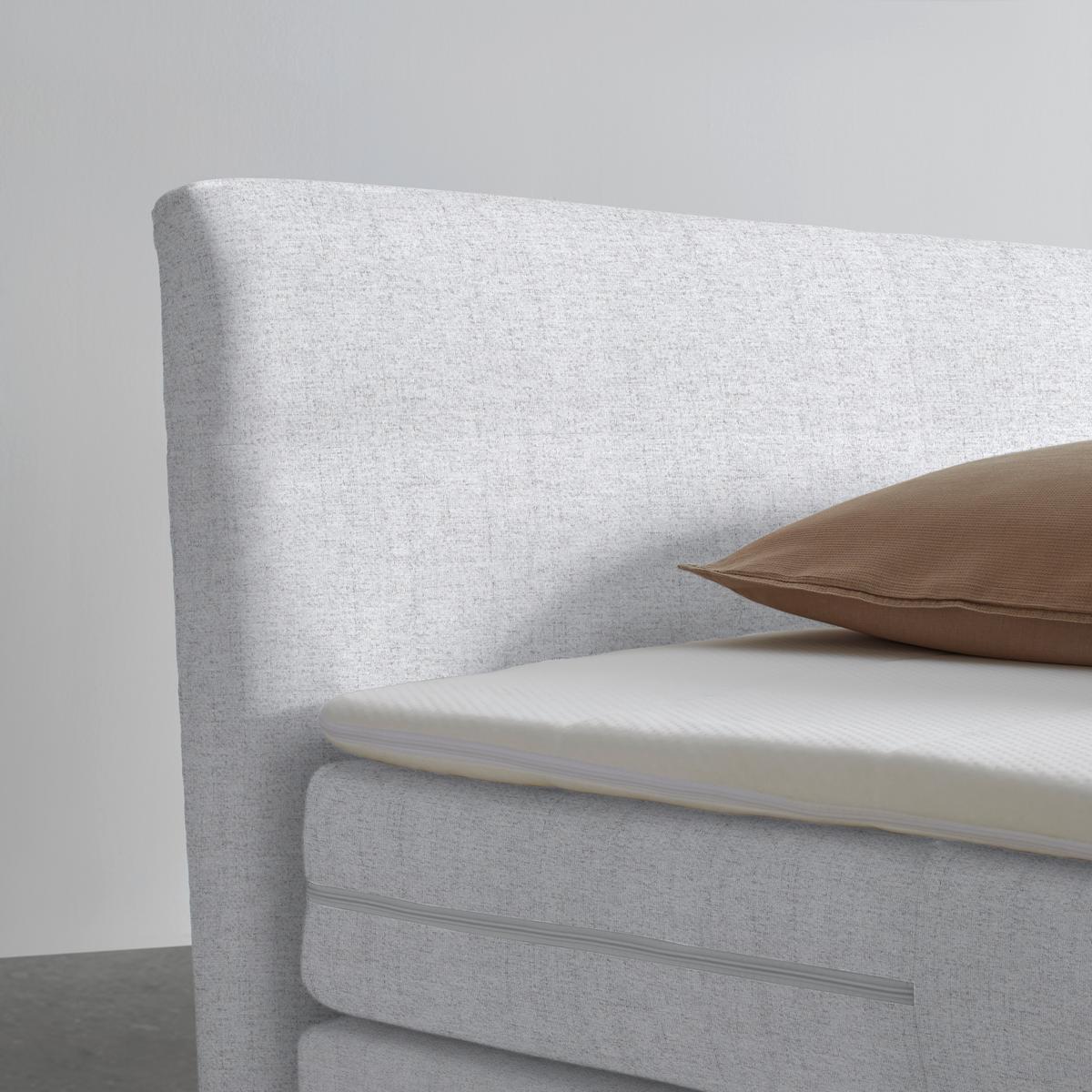 Boxspringbett Bari Hellgrau ca. 200x200cm - Hellgrau/Schwarz, KONVENTIONELL, Textil/Metall (200/200cm) - Based