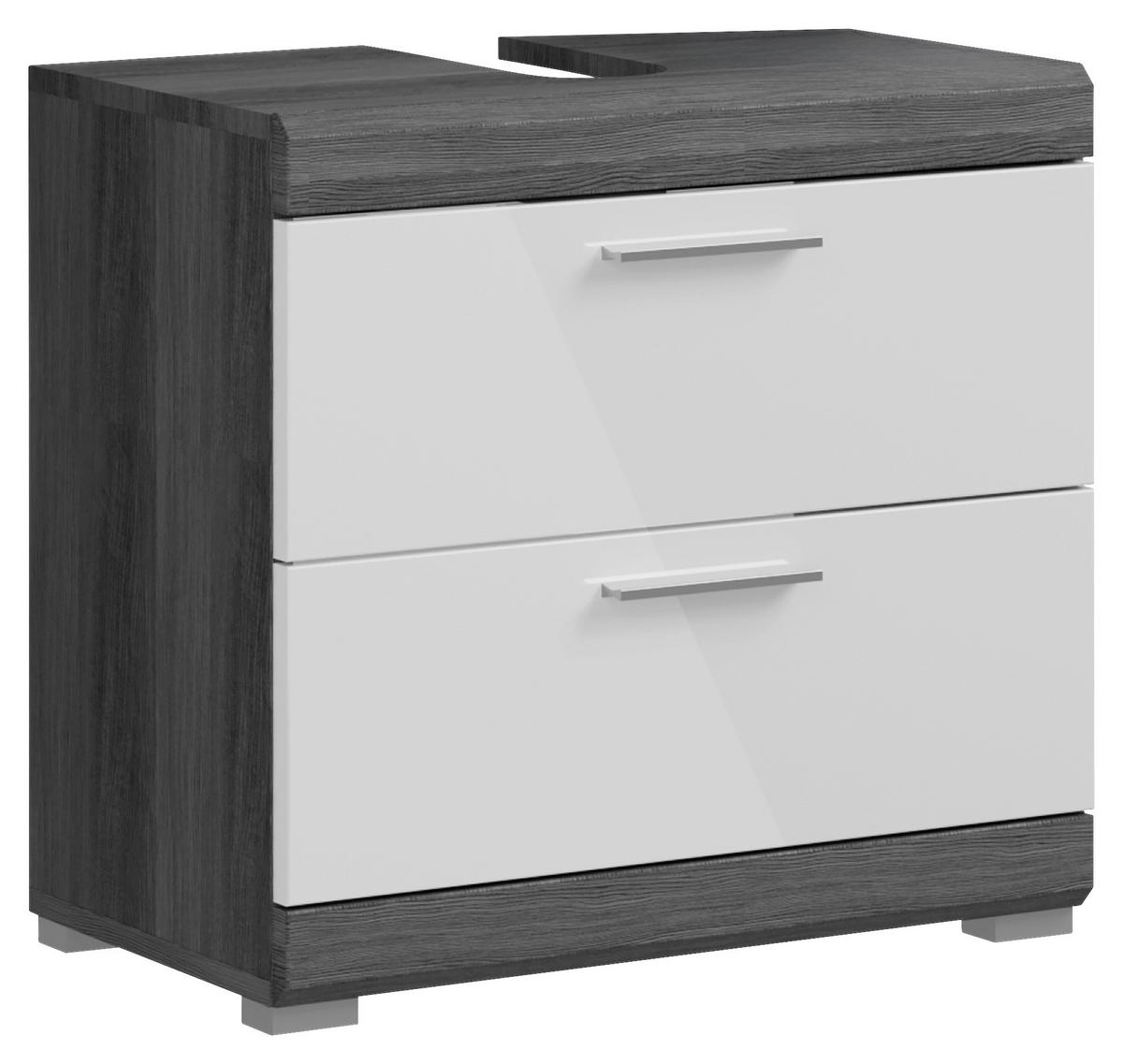Waschbeckenunterschrank Scout ca. 60x56 cm Anthrazit/Weiß - Chromfarben/Weiß Hochglanz, MODERN, Holzwerkstoff/Kunststoff (60/56/34cm) - MID.YOU