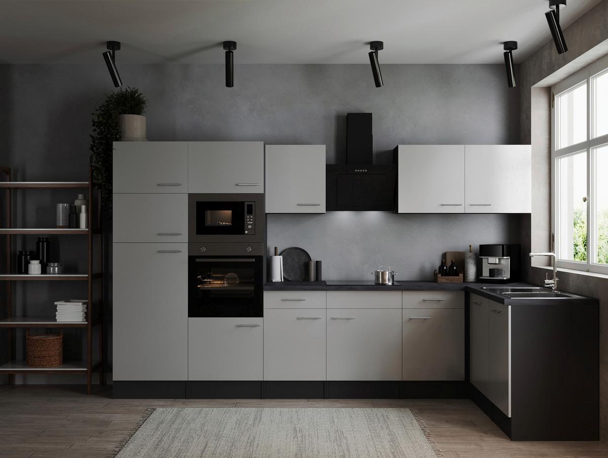 Kotna Kuhinja Z Aparati Oliver, 340x172cm - srebrne barve/siva, Design, kovina/leseni material (340/172cm) - Respekta