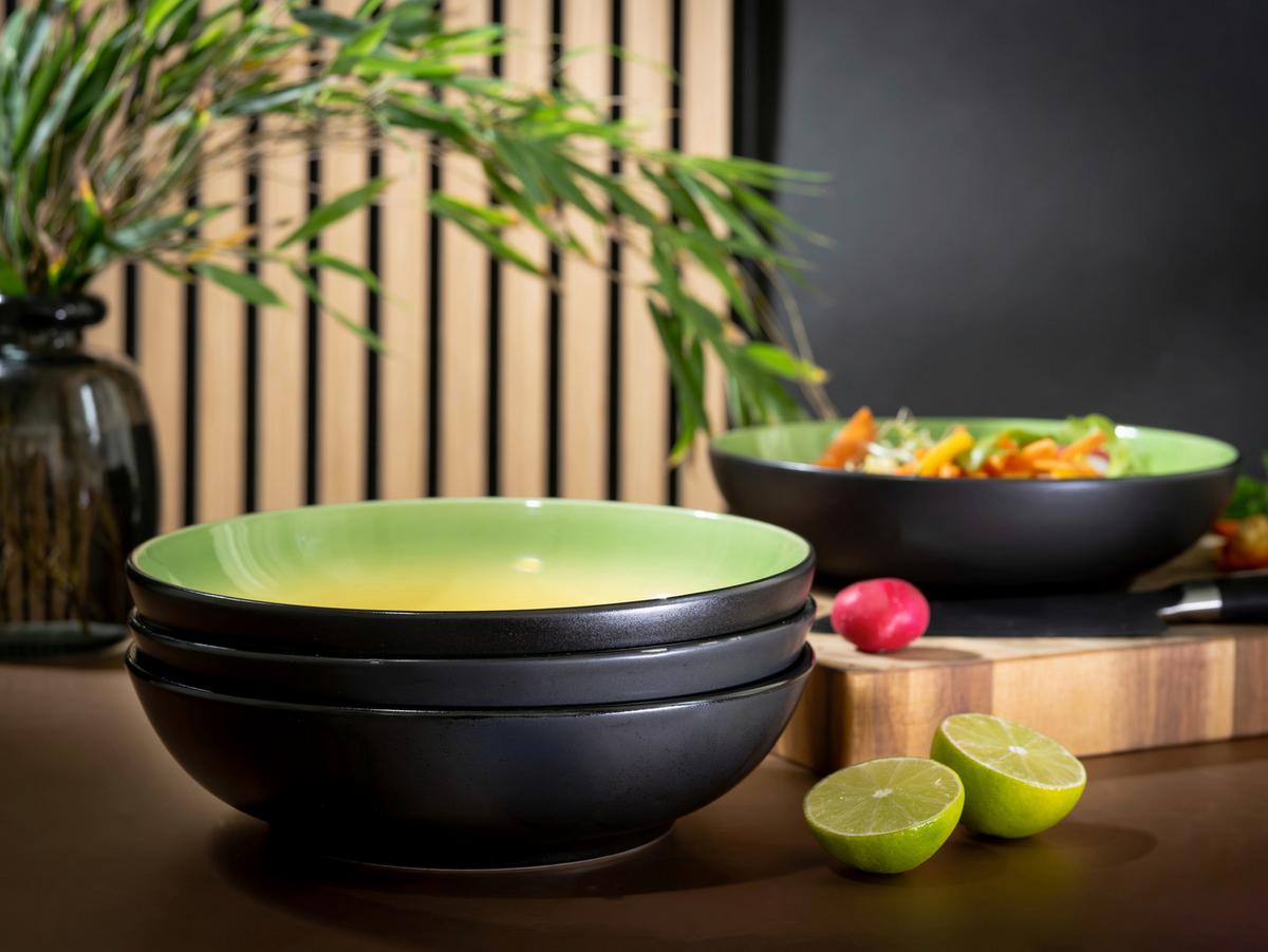 Tálszett 24932 Hot Green Poke Bowl - fekete/világossárga, Basics, kerámia (22,5/6cm) - Creatable